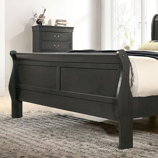 Transitional Gray Solid Wood CAL Bedroom Set 5pcs FOA CM7966GY Louis Philippe