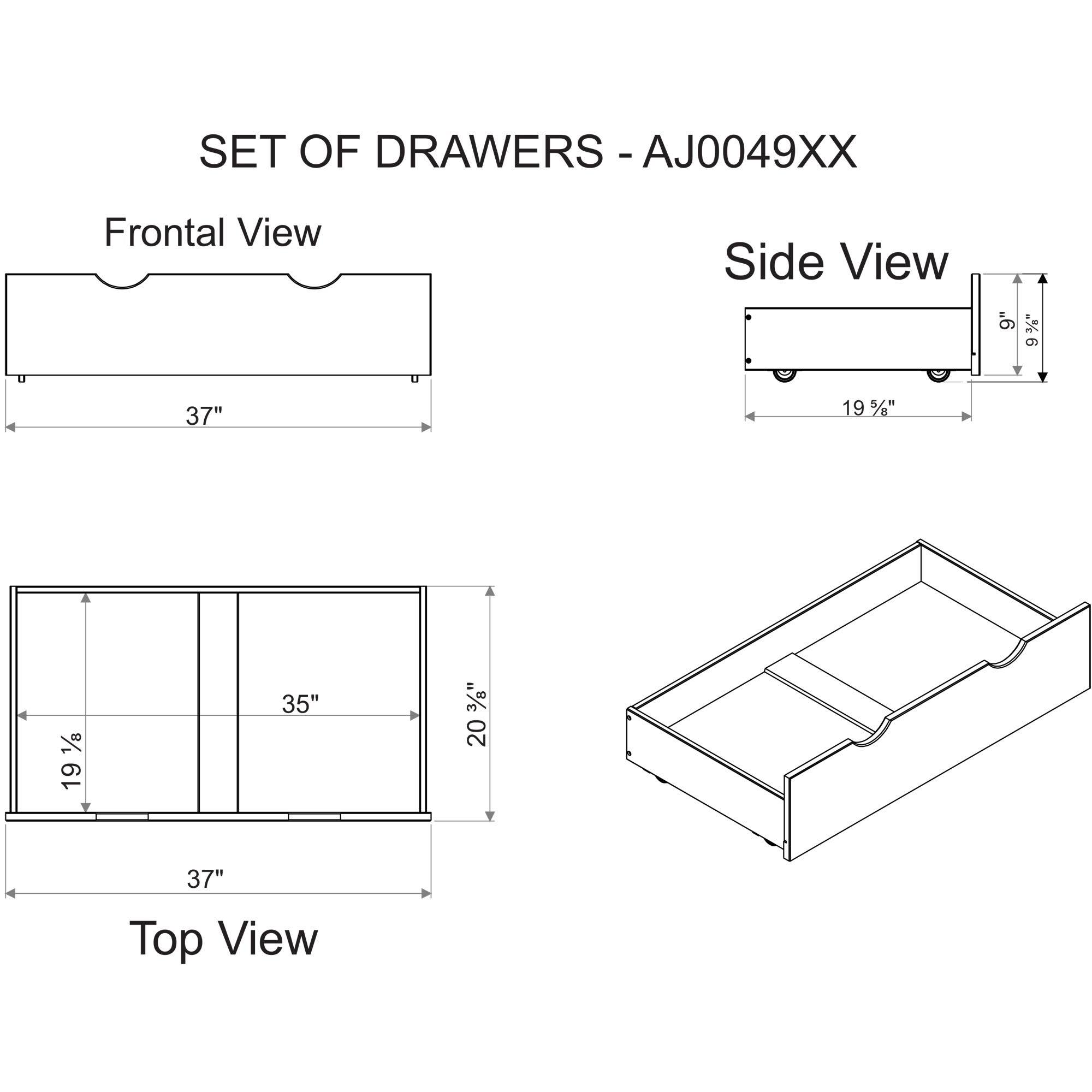 Alaterre Furniture Storage, Set of 2, Espresso Underbed Drawers