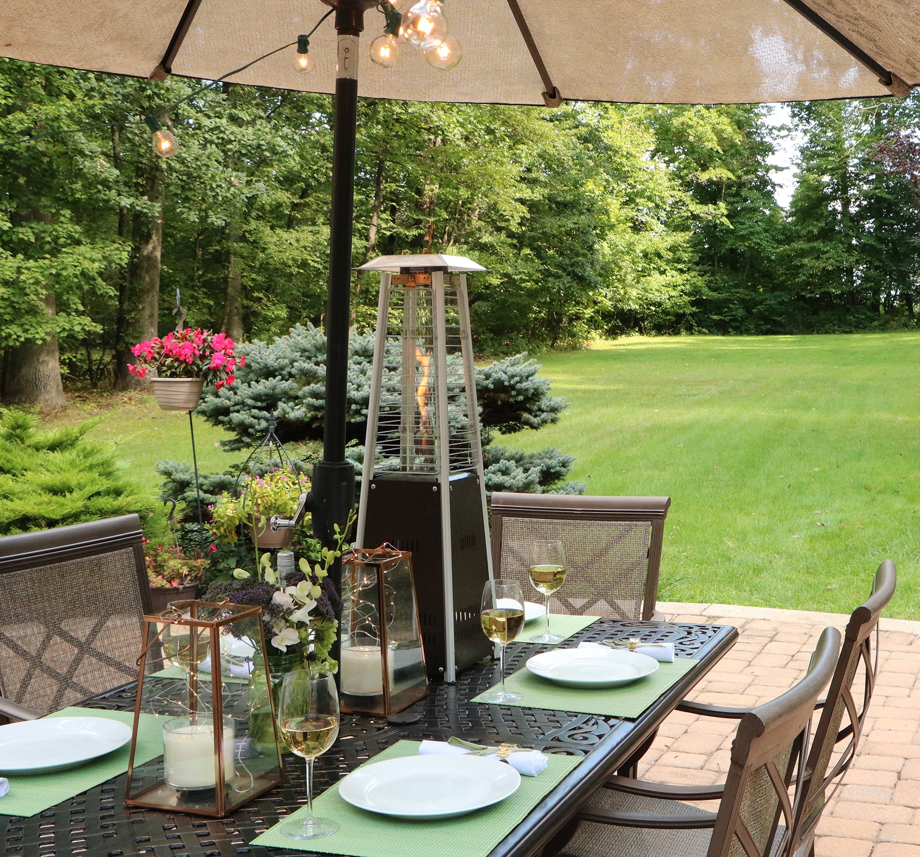Hanover Mini Pyramid Tabletop Propane Patio Heater in Hammered Bronze