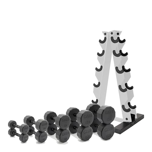 CAP Barbell 150 LB Coated Hex Dumbbell Weight Set with Vertical Rack | Multiple Options