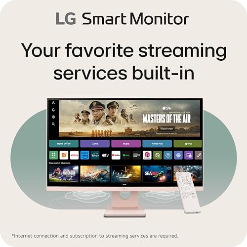 LG 27SR50F-W Smart Monitor 27-Inch FHD (1920x1080) IPS Display, webOS 23, HDR 10, x2 Built-in Speakers, AirPlay 2, Screen Share, Bluetooth, ThinQ App