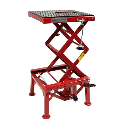 Hydraulic Motorcycle Lift Jack, GARVEE 300 LBS Capacity Steel ATV Lift Stand Hoist, Portable Motorcycle Bike ATV UTV Lift Table Jack Hoist Stand