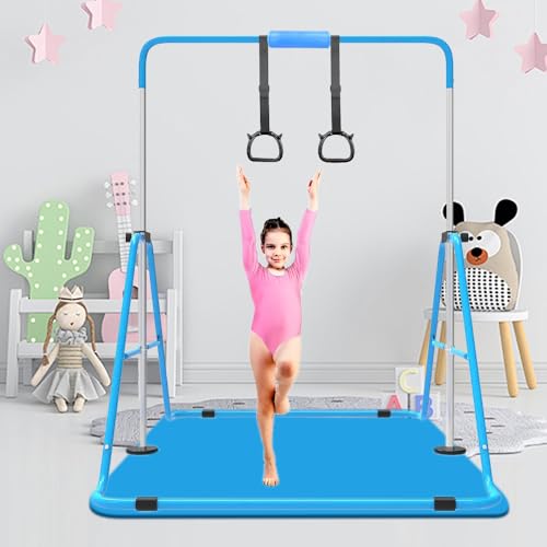 Expandable Gymnastics Bar for Kids, Adjustable Height Junior Training Kip Bar, Folding Gymnastic Horizontal Bars Monkey Bar