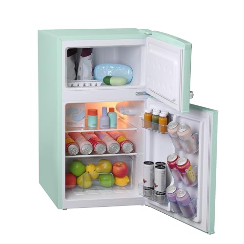 West Bend Mini Fridge with Freezer Retro-Styled for Home Office or Dorm