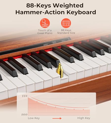 Digital Piano 88 Key Weighted Keyboard, Full-Size Electric Piano For Beginners, Piano 88 Keys Supports Usb-Midi Connecting, With Sheet Music Stand