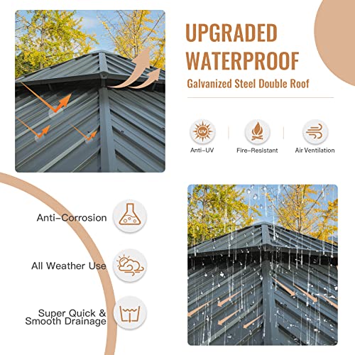 Domi 10' x 10' Hardtop Gazebo Outdoor Metal Gazebo with Galvanized Steel Double Roof Canopy, Curtains and Netting for Patio, Backyard, Deck