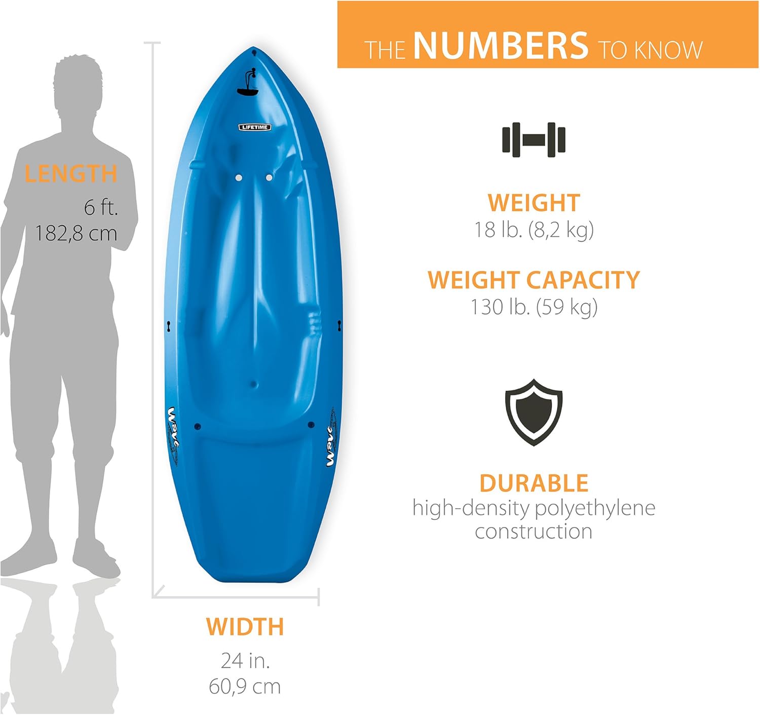 Lifetime Youth Wave Kayak (Paddle Included), Blue, 6'