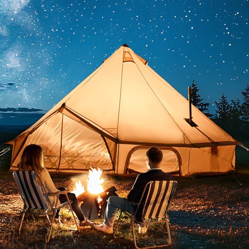 YOLENY Bell Ten 4/6/8/10 Person 4 Season, Yurt Tent Waterproof Glamping Tents w/Stove Jack for Family Camping Outdoor Party