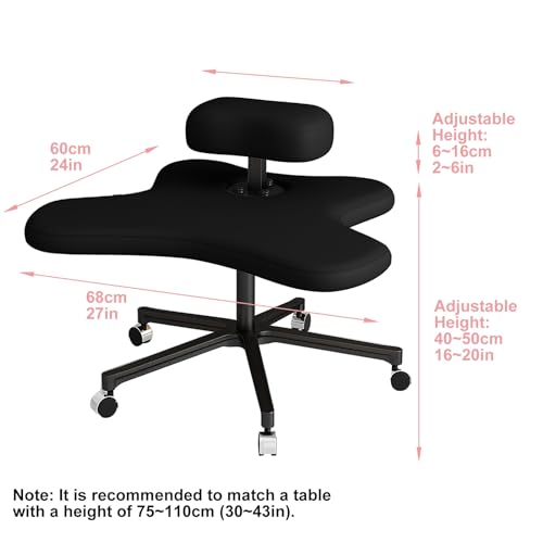 Meditation Chair, Home Office Desk Chair, Ergonomic Kneeling Chair with Wheels, Cross Legged Chair, Height Adjustable (Color : Pink