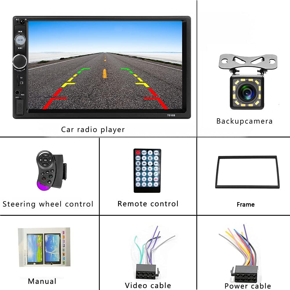 Hodozzy Double Din Car Stereo 7 inch Touchscreen Car Radios with Bluetooth Indash 2 Din Car Audio Head Unit Support Mirror Link for Android/iOS USB