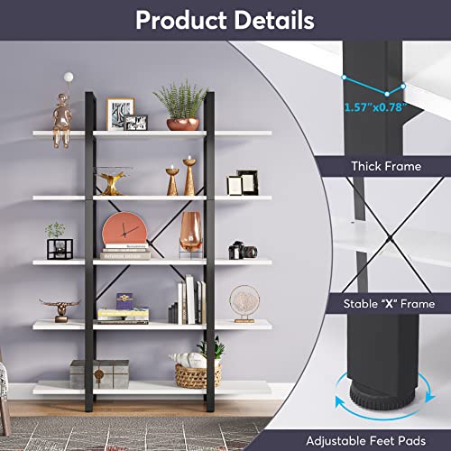 Tribesigns 5-Tier Bookshelf, Vintage Industrial Style Bookcase 72 H x 12 W x 47L Inches, Black