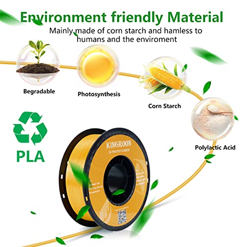 Kingroon Silk PLA Bundle 3D Printer Filament, Dimensional Accuracy +/- 0.03 mm, 10 kg Spool(22lbs)