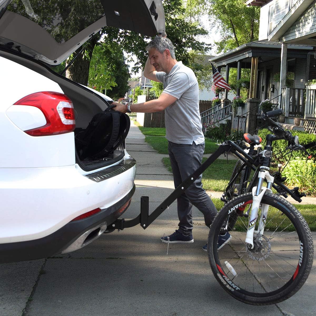 IKURAM R 2 Bike Rack Bicycle Carrier Racks Hitch Mount Double Foldable Rack for Cars, Trucks, SUV's and minivans with a 2 Hitch Receiver
