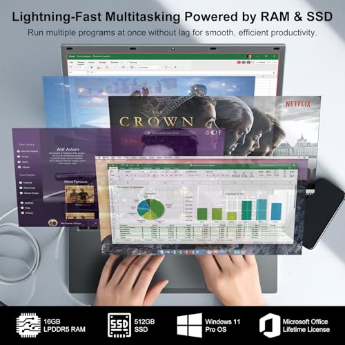 17 17.3 inch HD+ Laptop Computer, 16GB RAM 512GB SSD, Intel Celeron N5095(Up to 2.9Ghz), Wi-Fi, HDMI, Webcam, Backlit Keyboard, Fingerprint