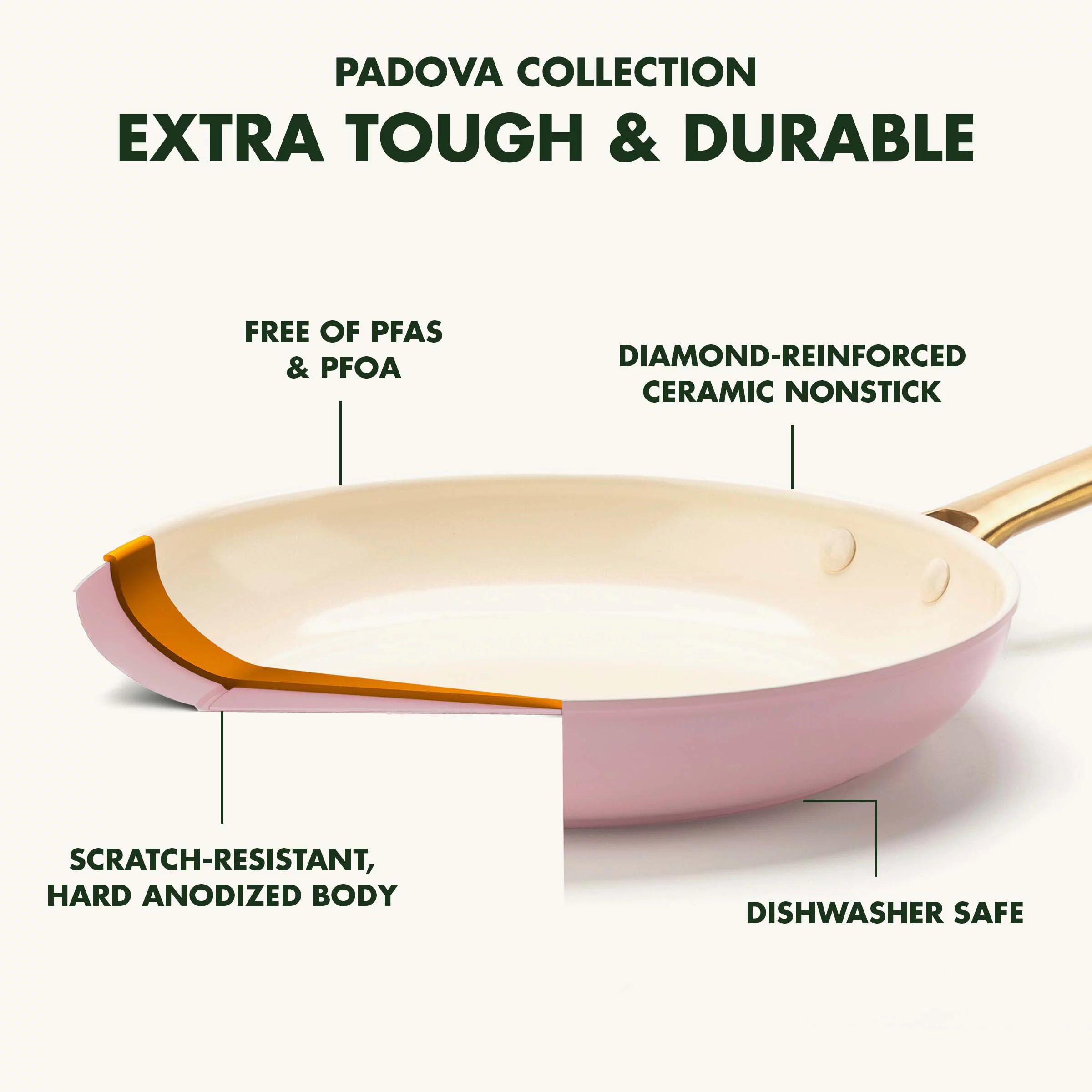 GreenPan Reserve Hard Anodized Healthy Ceramic Nonstick 10 Pc Cookware Set, Blush Pink