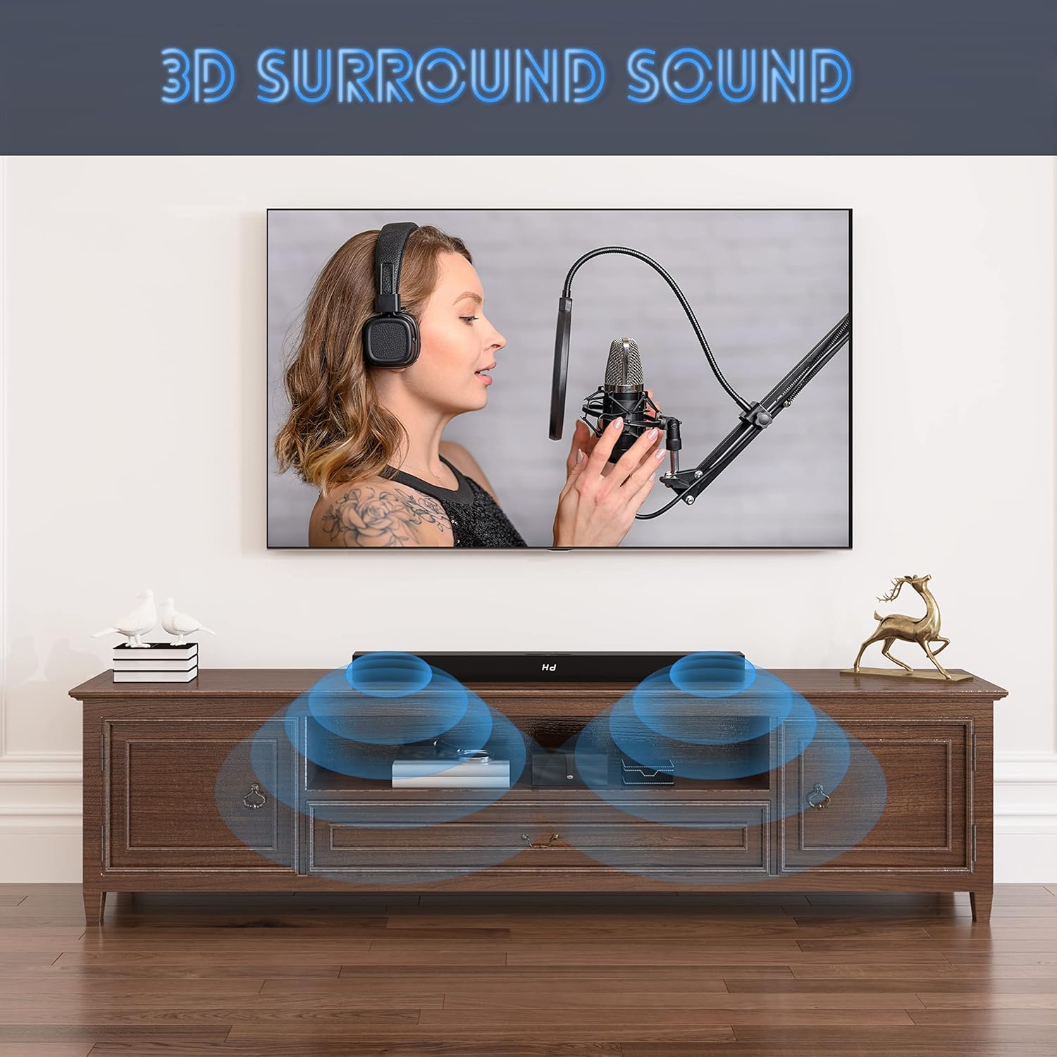 Larksound Sound Bar, Lark Sound Bars for TV, 35 Inch Sound Bar Built-in Subwoofer with Remote Control, 3D Surround Sound TV Speaker