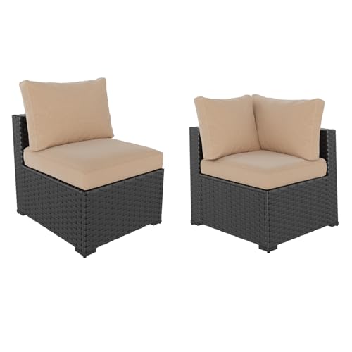 Aoxun 7 Piece Patio Furniture Set Wicker Rattan Patio Sectional Sofa Set Outdoor Seating Furniture with Thickened Cushion, Grey