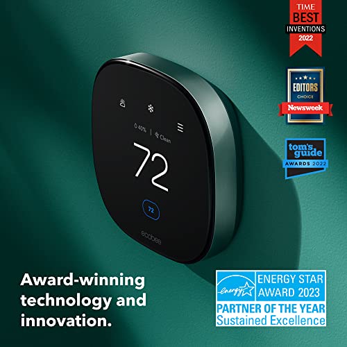 ecobee Smart Thermostat Premium with Smart Sensor and Air Quality Monitor - Programmable Wifi Thermostat - Works with Siri, Alexa, Google Assistant