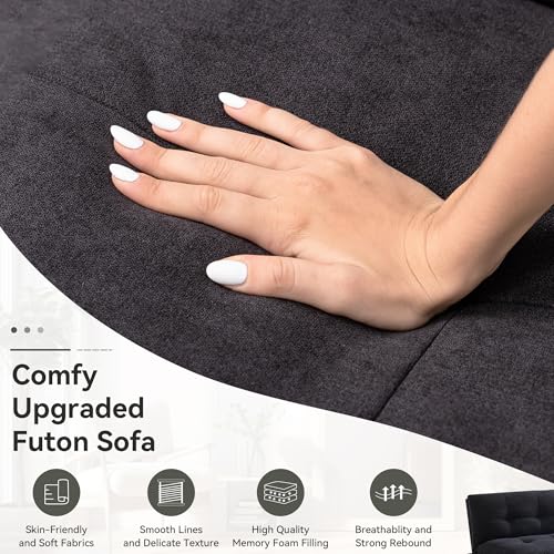 71" Convertible Futon Sofa,Faux Leather Futon Couch Bed,Sleeper Sofa Bed,Memory Foam Modern Folding Small Loveseat for Living Room,Office,Apartment