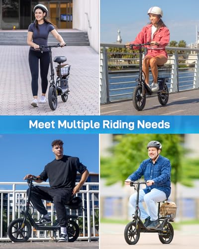 Hoverfly 14" Electric Scooter with Seat Adult, 550W/750W Peak Motor, 18.6/25 Miles Range, 15.5/22Mph Max Speed, Height-Adjustable Comfort Seat