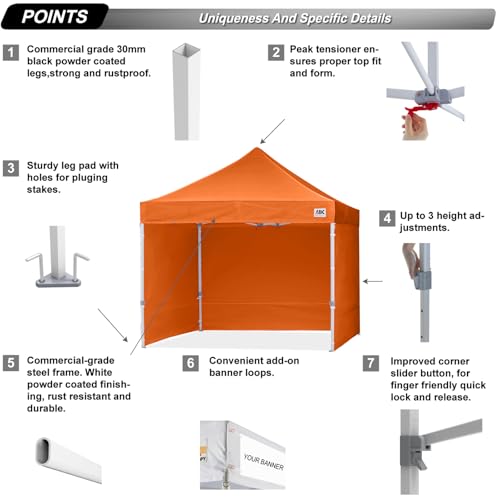 ABCCANOPY Easy Pop Up Canopy Tent with Sidewalls 10x10 Commercial -Series, White