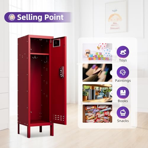 Metal Cabinet Home Office Storage,Lockers,Lockable Employees Metal Locker with Door,54" Height Steel Locker,Lockable Steel Locker for Gym,School,Home