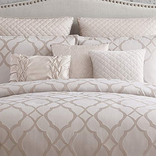 Riverbrook Home 100% Polyester Comforter Set, Queen, Hillcrest - Ivory/Gold, 9 Piece Set