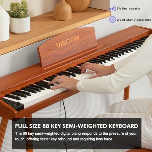 Digital Piano Keyboard for Beginners,Full Size 88 Key Semi-Weighted Keyboard Electric Piano with Stand,Power Adapter,Sheet Music Stand,Pedal