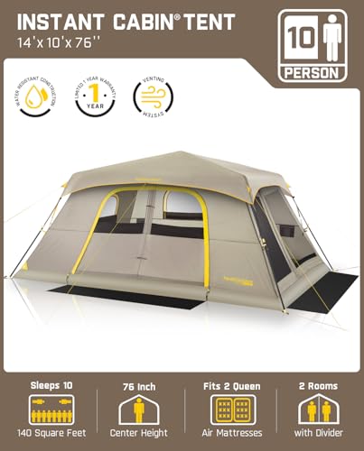 FanttikOutdoor Zeta C8 Air/C10 Air Camping Tent, Lightweight 10 Person Instant Cabin Tent Setup in 60s, 20% Lighter