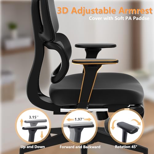 FLEXISPOT ErgoX Premium Ergonomic Office Chair with Footrest- Adjustable 3D Armrests, Dynamic Lumbar Support, Recline & Tilt Function, Mesh Seat
