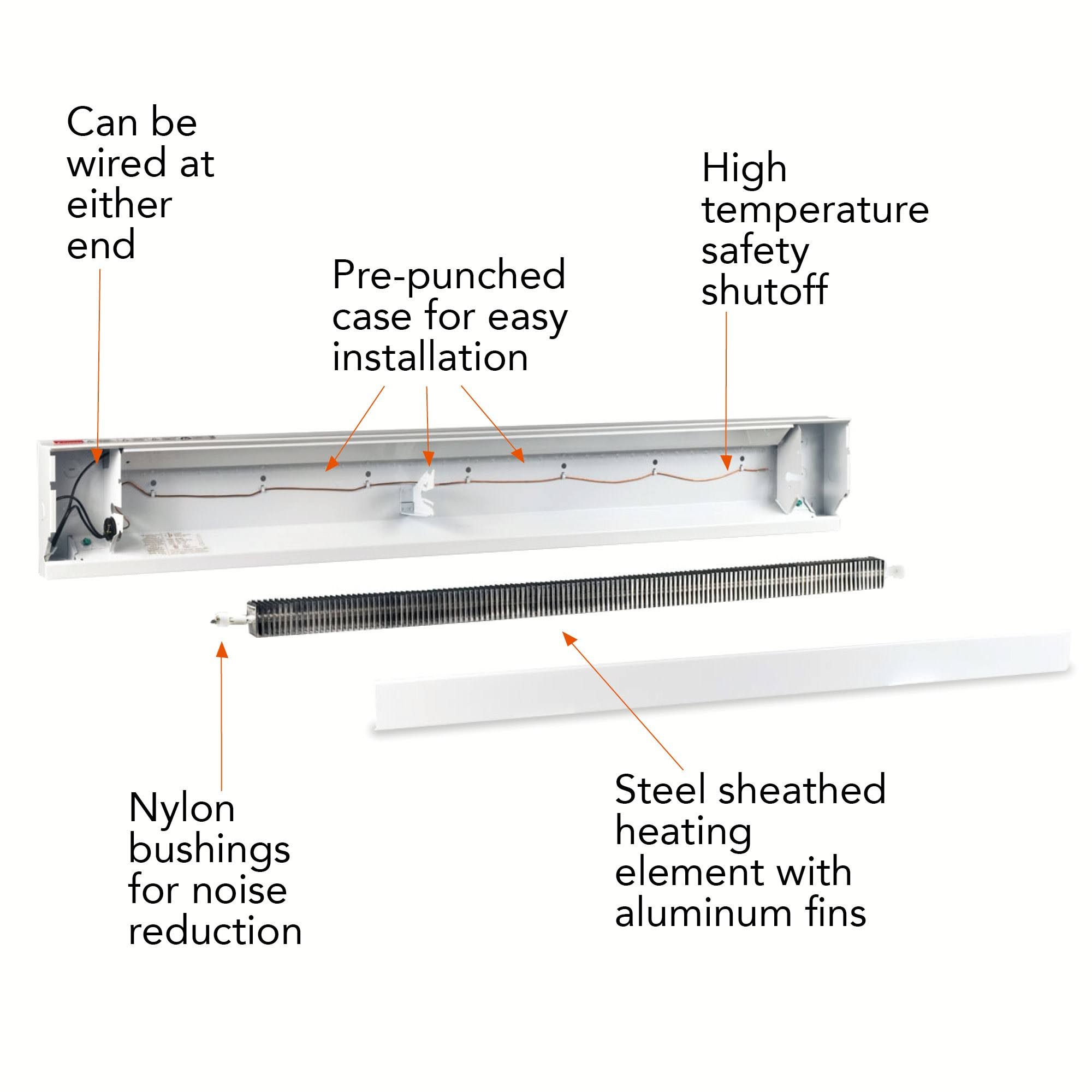 Cadet 8F2025W 96 in. 240-Volt Electric Baseboard Heater in White