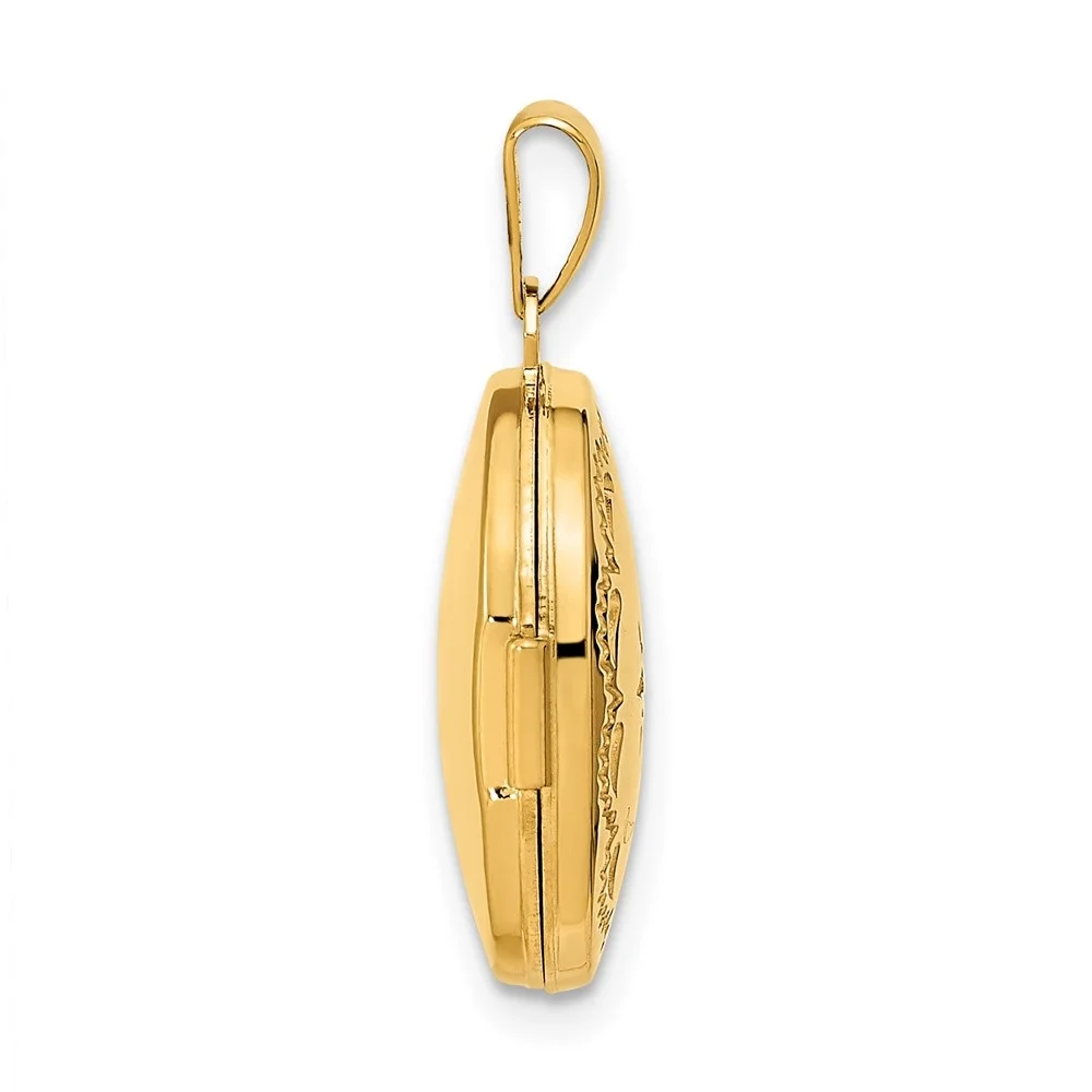 Auriga 14K Yellow Gold Polished Diamond Oval Locket Pendant for Women (L-24mm, W-14.15mm)