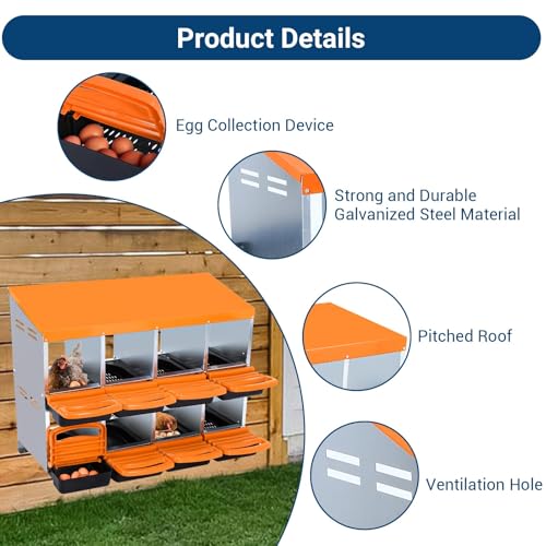 Chicken Nesting Box, 10 Hole 2 Layer Hen Nest Box with Legs, Roll Away Eggs Laying Boxes,Cleanable Pull Out Hen Roosting Boxes