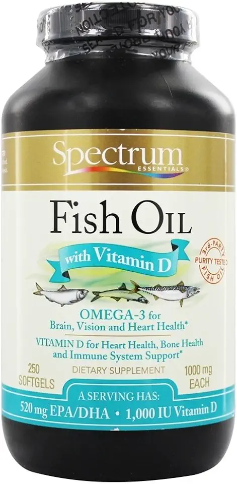 Spectrum Essentials Fish Oil with Vitamin D - 250 Softgels - Kansas Nuitrition - HNZSDS