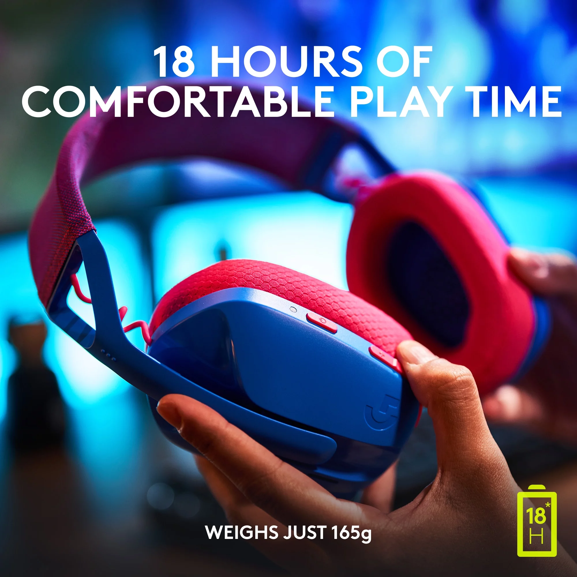 Logitech G435 LIGHTSPEED and Bluetooth Wireless Gaming Headset - Lightweight over-ear headphones, built-in mics, 18h battery