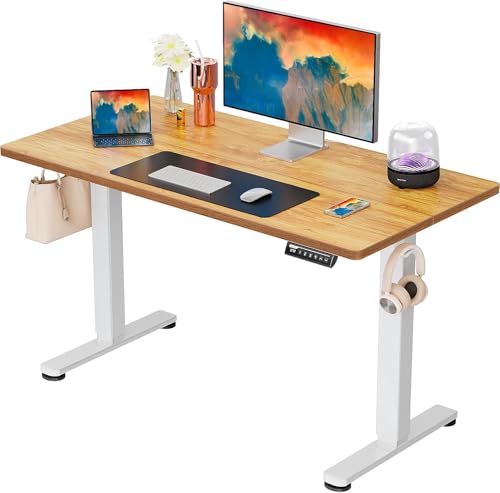 ErGear Height Adjustable Electric Standing Desk, 48 x 24 Inches Sit Stand up Desk, Memory Computer Home Office Desk with Two-Piece Desktop (Walnut)