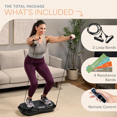 Lifepro Waver Vibration Plate Exercise Machine – High-Intensity Vibration for Muscle Activation, Full-Body Workout Vibrating Platform with Loop Bands