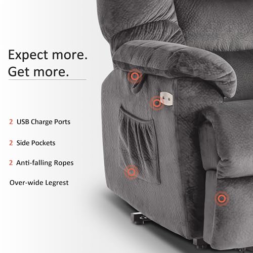 MCombo Triple Motor Power Lift Recliner Chair Sofa with Power Adjustable Headrest for Elderly People, Infinite Position, Fabric 7630 (Brown)