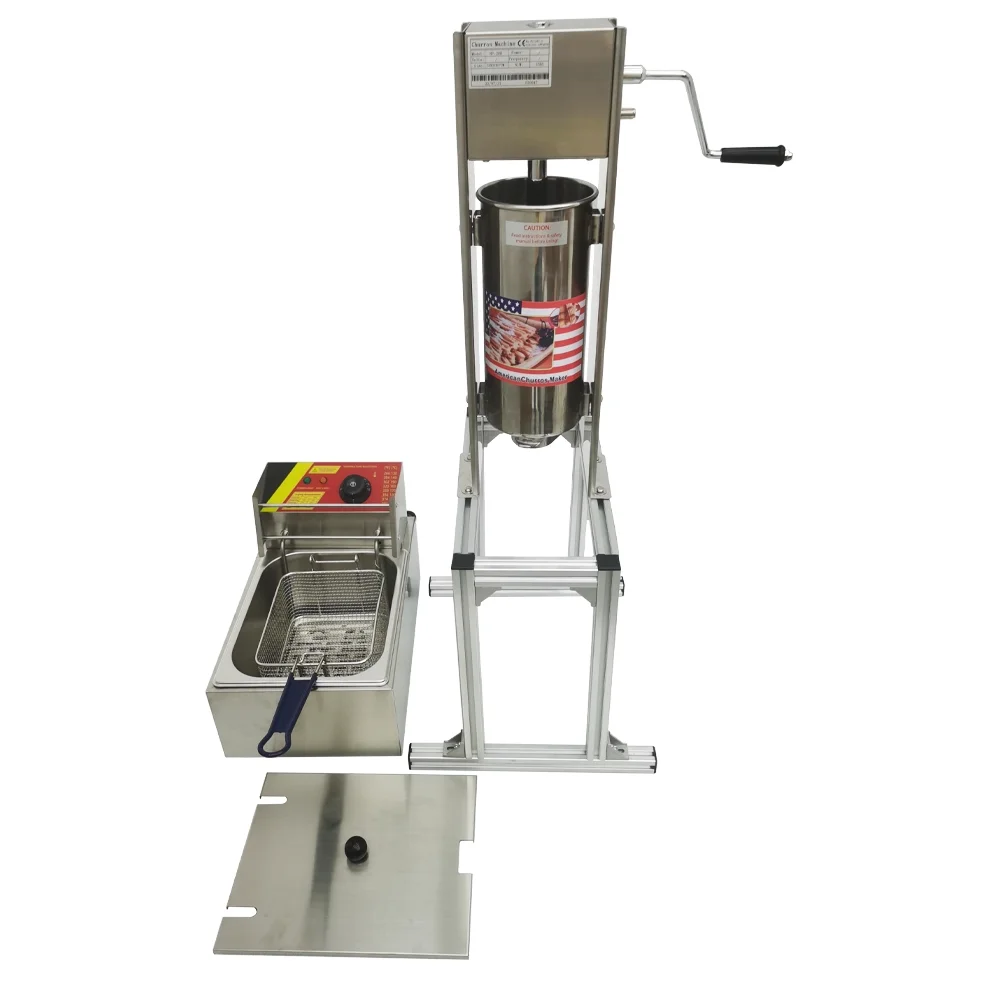 Techtongda 5L Vertical Manual Churrera Churros Spainish Donuts Machine with Deep 6L Fryer