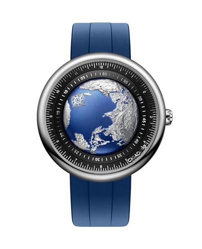 CIGA Design Mechanical Automatic Watch Blue Planet U Series Stainless Steel/Titanium/Ceramics Case Sapphire Crystal Fluororubber/Ceramics Strap