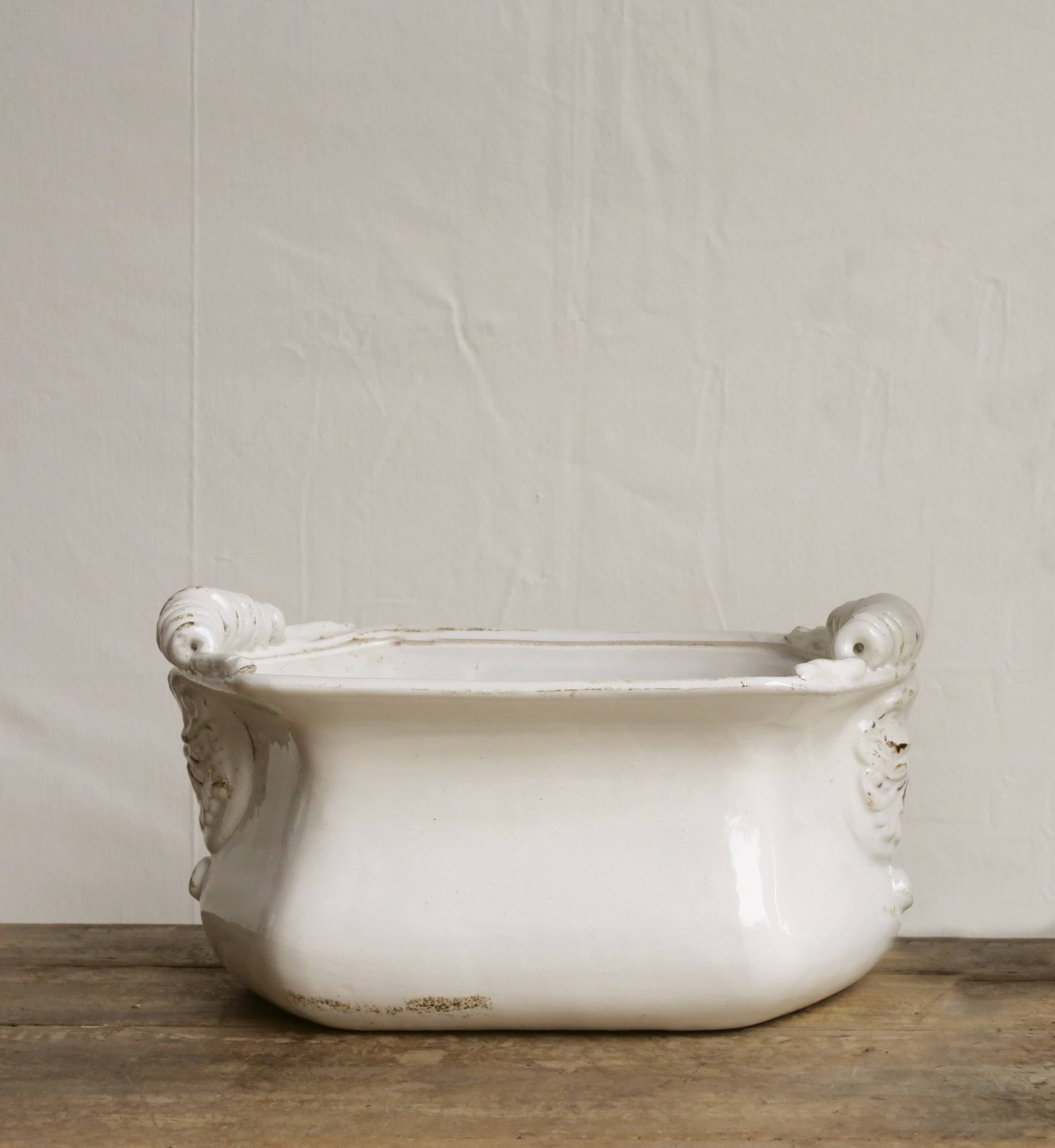 Decorative Terra Cotta Cache Pot White