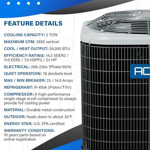 ACiQ 14.3 SEER2 Heat Pump Condenser | 1.5-5 Tons, R4H5S Series, Single Stage, Scroll Compressor | Quiet Comfort, High Efficiency