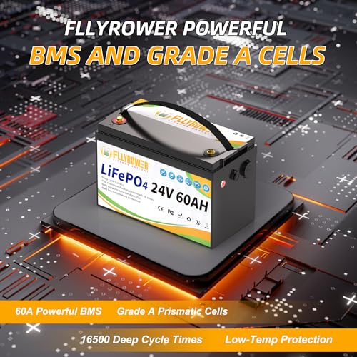FLLYROWER 12V Lithium Battery 100AH With BMS and 16500 Deep Cycles 12V 100AH Lifepo4 Battery Grade A Cells for Marine Trolling Motor RV camping Solar