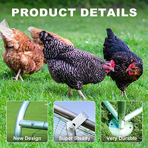 Chicken Coop Large Metal Chicken Run for 6/10 Chickens Poultry Cage with Waterproof Cover for Duck Walk-in Chicken Pen for Yard