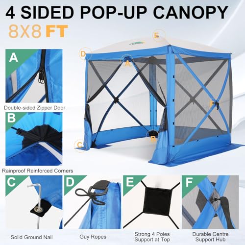 COBIZI 12x12ft Pop up Gazebo Screen Tent Screen House for Camping, Camping Outdoor Screened Gazebo, Canopy Tent