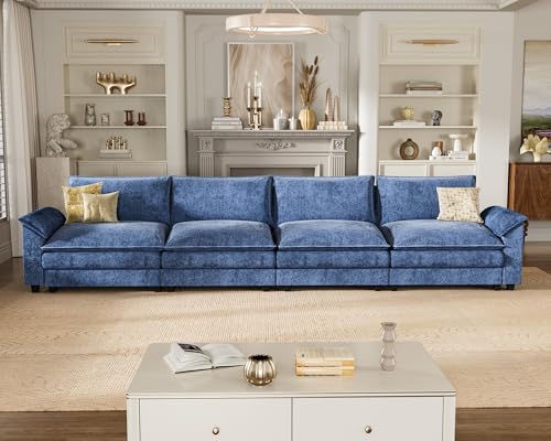Homall 119" Modular Sectional Sofa, L Shaped Sofa Couch with Reversible Ottoman, DIY Combination Chenille Deep 3-Seat Cloud Couch for Living Room