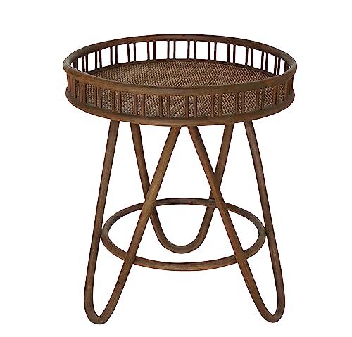 FINECASA Round Rattan Coffee Table, 32'' Wicker Boho Hand-Woven Top