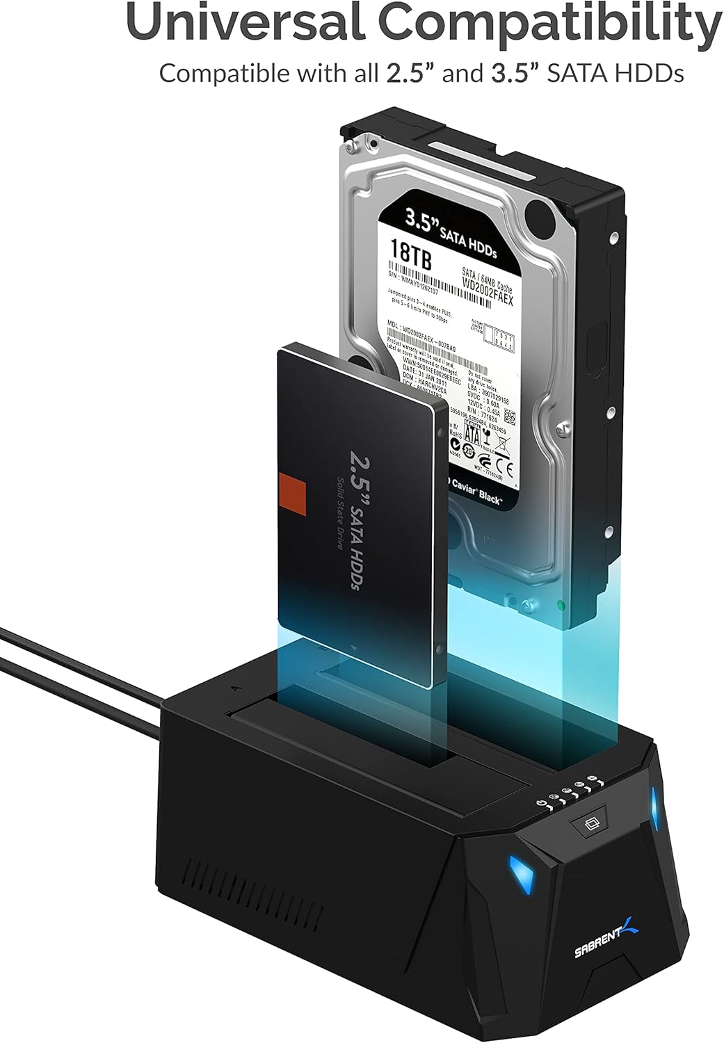 SABRENT USB 3.0 to SATA I/II/III Dual Bay External Hard Drive Docking Station for 2.5 or 3.5in HDD