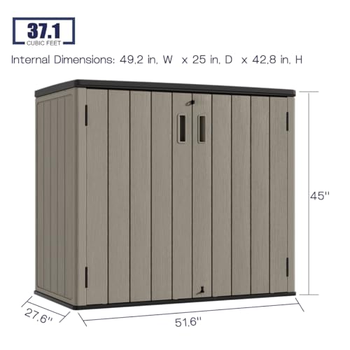 KINYING Outdoor Vertical Storage Shed,57 Cu.ft Outdoor Storage Cabinet Waterproof,Resin Sheds & Outdoor Storage Clearance for Garden,Patio,Backyard
