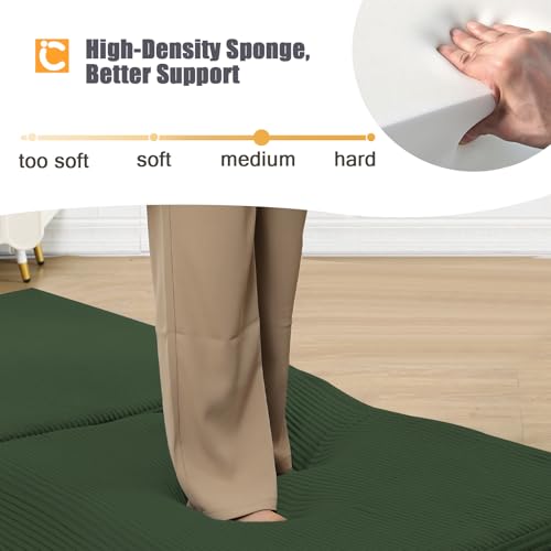 COMAX Folding Sofa Bed, Convertible Chair Bed Corduroy 3-in-1 Foldable Floor Couch with High-Density Foam, Futon Sofa Sleeper Mattress